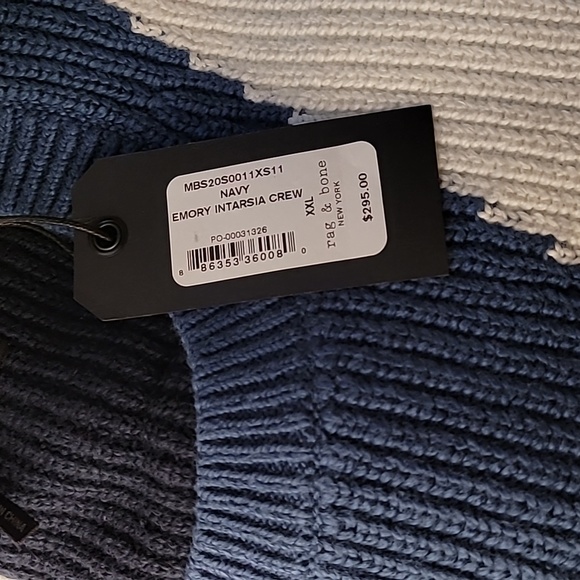 RAG & BONE EMORY INTARSIA SWEATER MEN'S SIZE XXL - NAVY - Picture 10 of 16